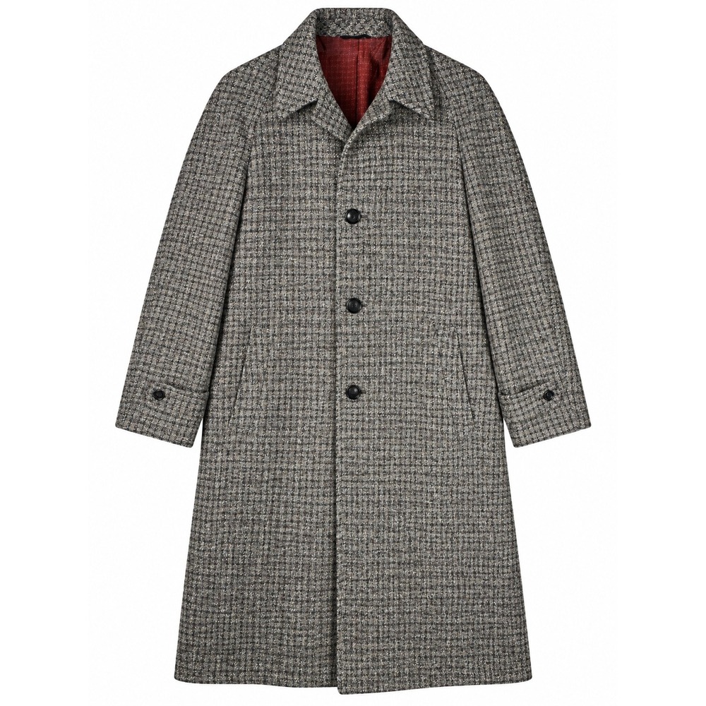 Vintage 50s Style-Mart Harris Tweed Overcoat Mens Approx L Gray Wool Heritage